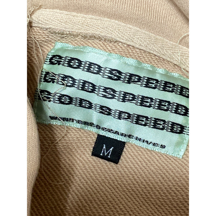 Godspeed Women's Beige Tan Logo Long Sleeve Hoodie Hooded Sweatshirt Top Sz M