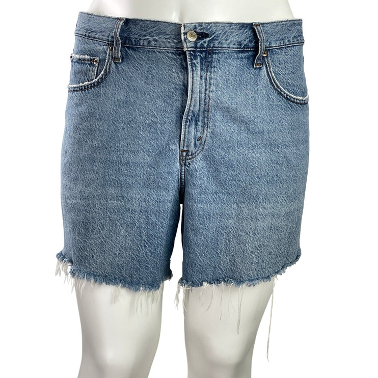 Abercrombie & Fitch The Loose Womens Blue High Rise Cut Off Denim Jean Shorts 33