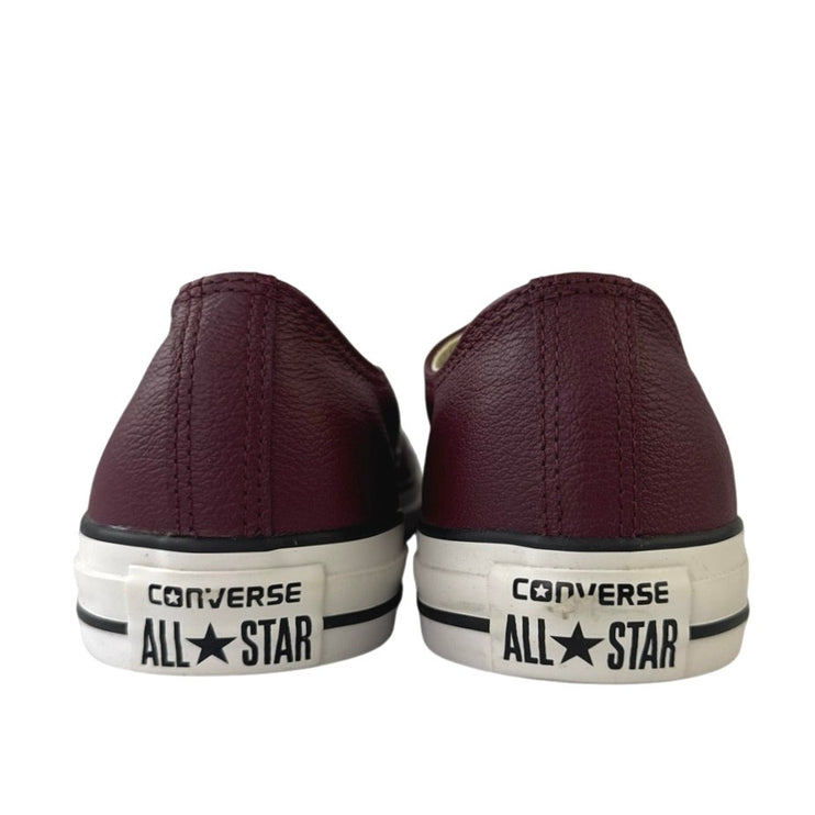 Converse Chuck Taylor OX Unisex Burgundy Leather Lace Up Sneakers Shoes M-9 W-11