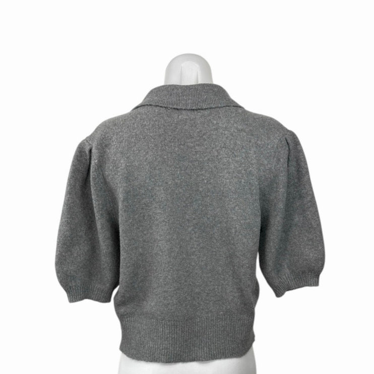 A New Day Women's Gray Collared Polo Knit Cozy Pullover Sweater Top Size S