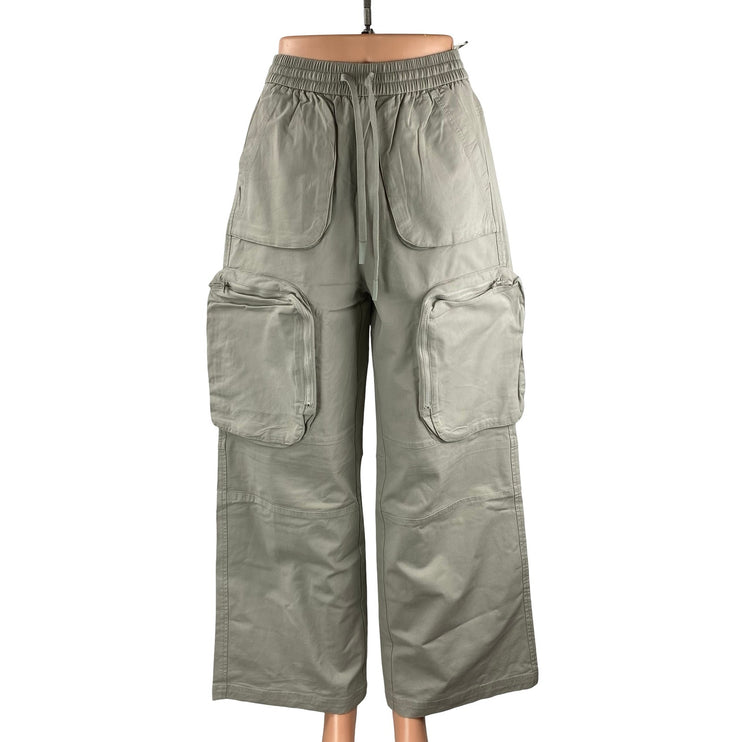Urban Revivo Women's Gray Baggy Barrel Palazzo Wide Leg Cargo Trousers Pants 4