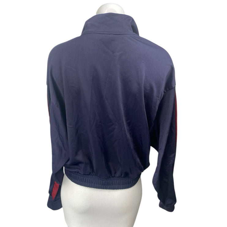 Bershka Women's Blue Button Long Sleeve Zip Up Activewear Bomber Jacket Top M