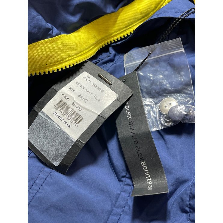 NEW Bonnie Alex Women's Blue Hooded Long Sleeve Parka Rain Coat Jacket Size M/L