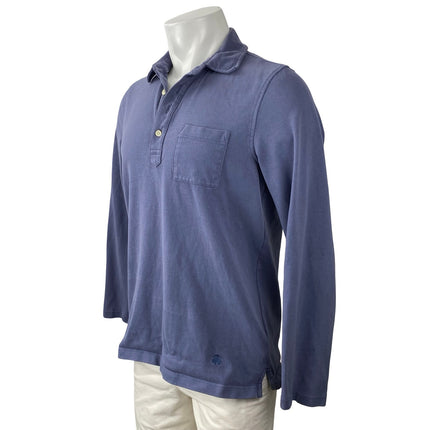 Brooks Brothers Men Blue Long Sleeve Pocket Golf Casual Polo Shirt Top Size M