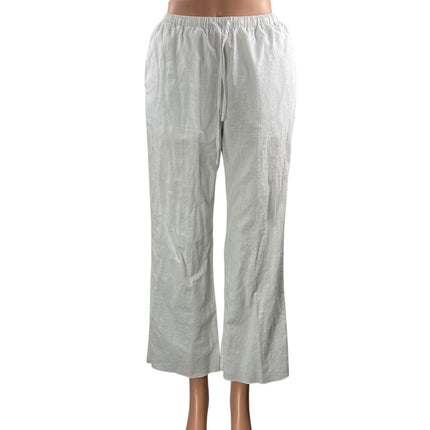 SNDYS. Womens White High Rise Drawstring Relaxed Casual Wide Leg Trouser Pants S