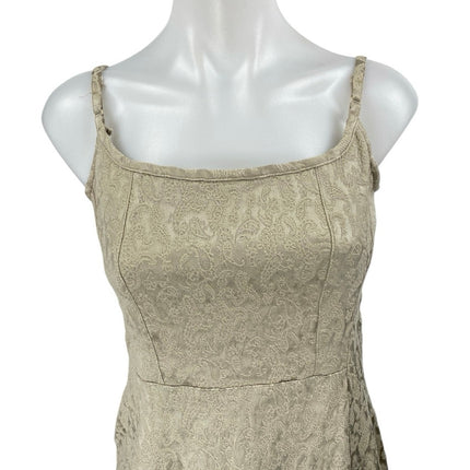 Express Women's Gold Satin Paisley Jacquard Cami Camisole Mini Tank Dress Sz 3/4