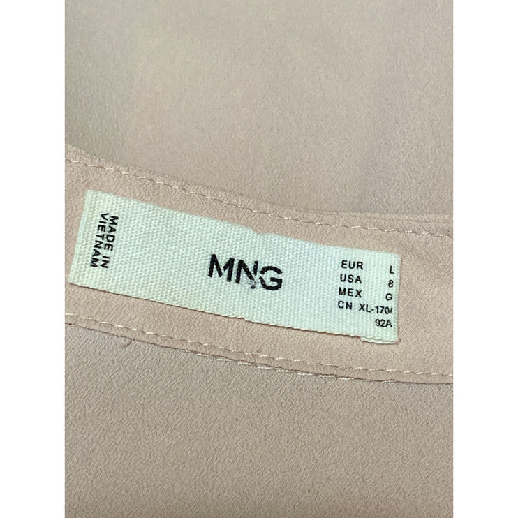 MNG Mango Women's Pink V Neck Long Sleeve Button Up Shirt Blouse Top Size 8