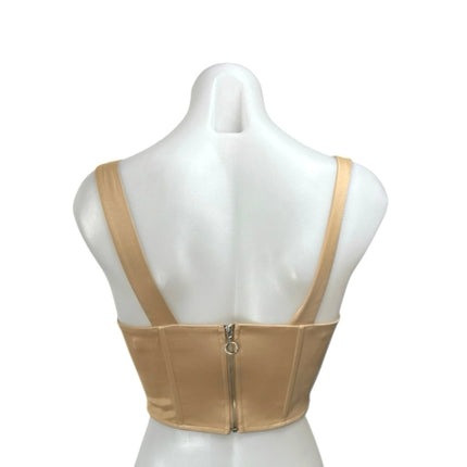 Zara Brown Tan Satin Sleeveless Cami Camisole Corset Bandeau Crop Tank Top Sz XS