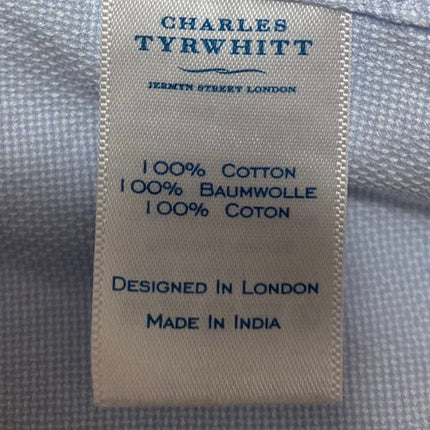 Charles Tyrwhitt Men's Blue Extra Slim Long Sleeve Button Down Shirt Top 15.5/L
