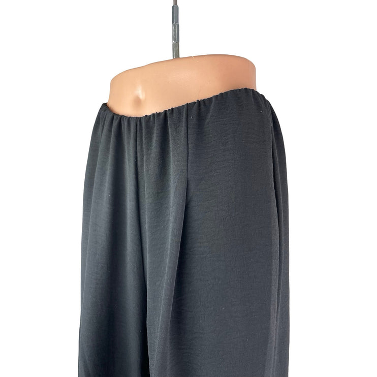 Zara Women's Black High Rise Wide Leg Pull On Pleated Baggy Trousers Pants Sz L