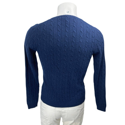 J.Crew Men's Blue Wool Cashmere Rabbit Hair Cable Knit Long Sleeve Sweater Top L