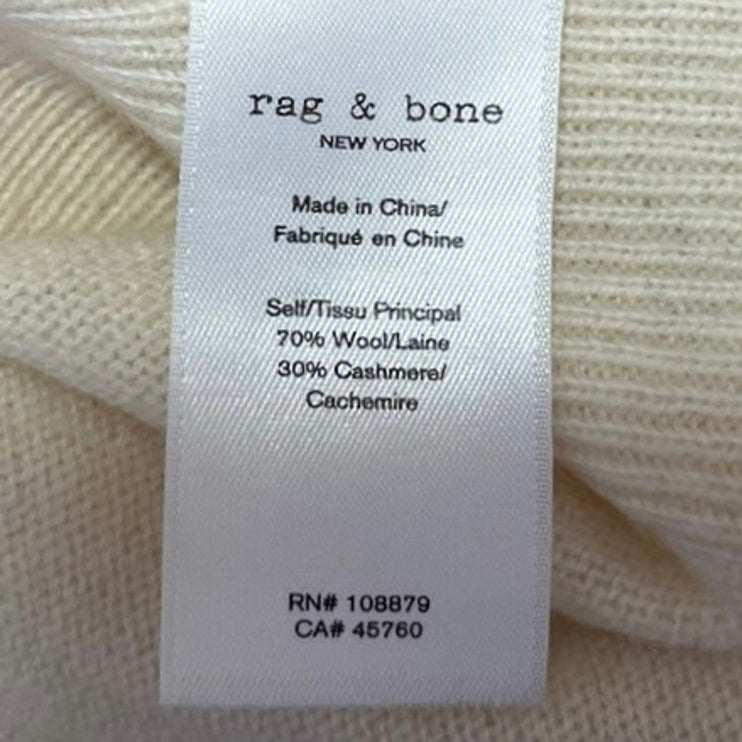 Rag & Bone Charley Cream Wool Cashmere Crewneck Knitted Pullover Sweater Size S