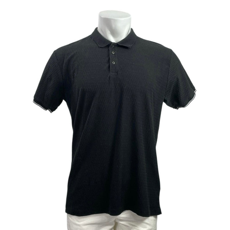 Denim & Flower Ricky Singh Men's Black Short Sleeve Collared Polo Shirt Top Sz M