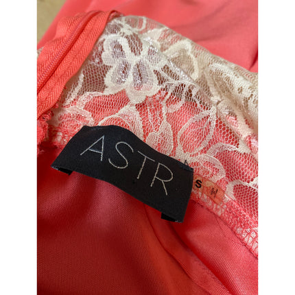 ASTR the Label Orange Sleeveless Pleated Lace Open Back Zip Jumpsuit Romper Sz S