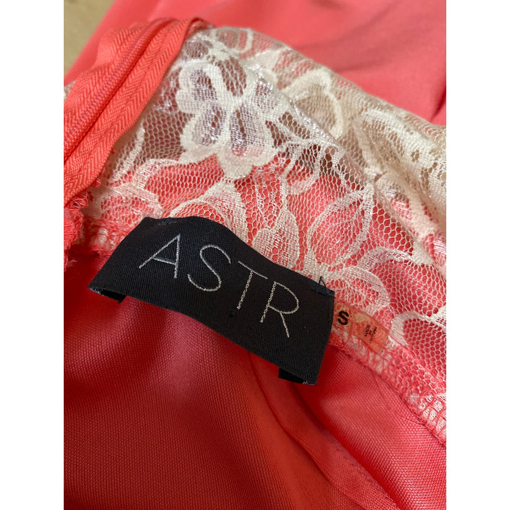 ASTR the Label Orange Sleeveless Pleated Lace Open Back Zip Jumpsuit Romper Sz S