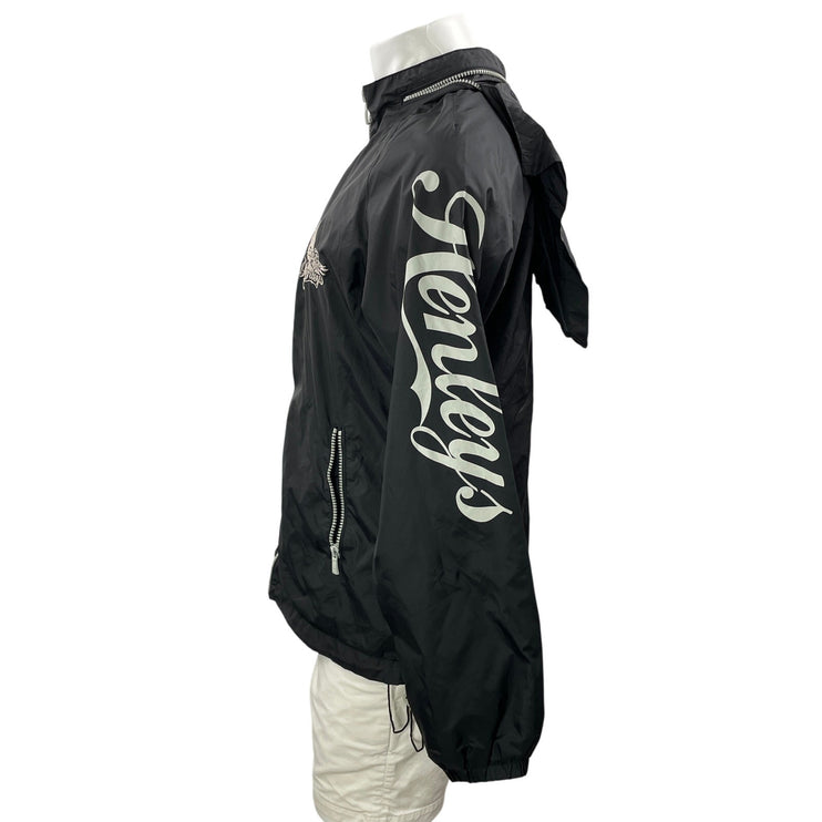 Henleys Men's Black Long Sleeves Logo Full Zip Hoodie Windbreaker Coat Jacket 2