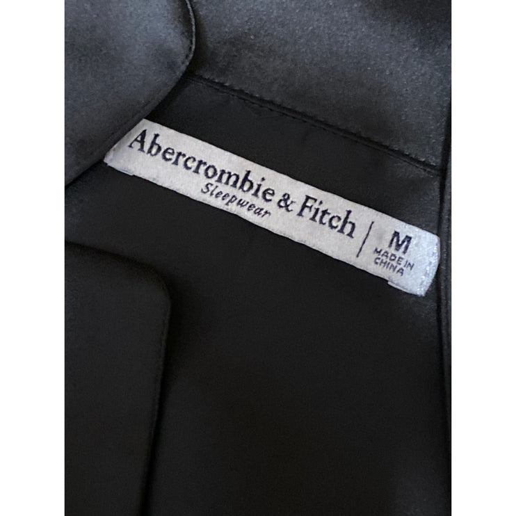 Abercrombie & Fitch Black Satin Button Down Lomg Sleeve Sleepwear Pajama Top M
