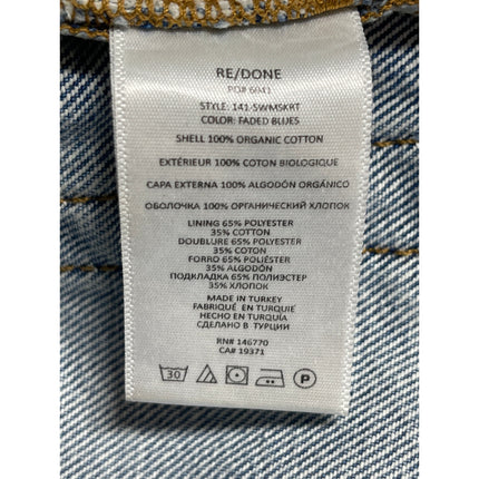Re/Done Women's Blue HIgh Waist Frayed Raw Hem Mini A-Line Denim Jeans Skirt 25