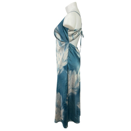 NEW Abercrombie & Fitch Julia Blue Floral Tie Back Cami Maxi Summer Dress Sz XL