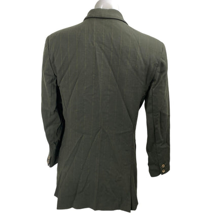 Anne Klein 100% Wool Green Pinstriped Long Sleeve Button Down Shirt Jacket Sz 6