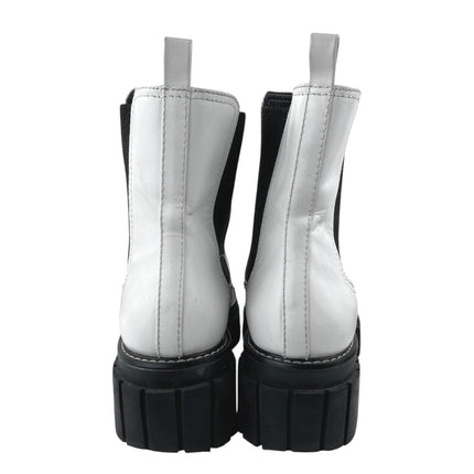 Gianni Bini Ridliegh Womens White Leather Chunky Lug Sole Chelsea Boots Size 10M