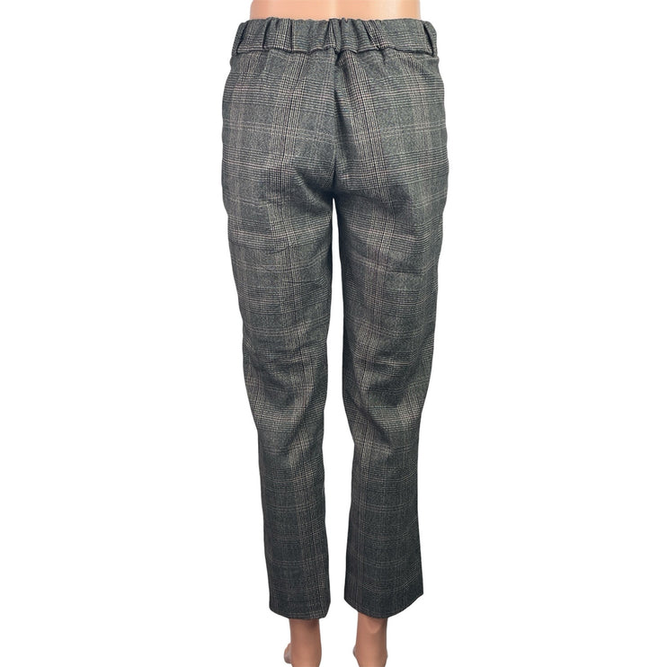 Vero Moda Womens Gray Plaid Checkered Mid Rise Straight Leg Trousers Pants Sz S