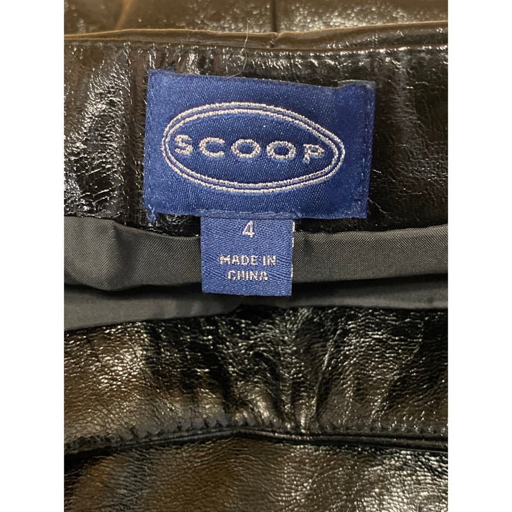 Scoop Women's Black Faux Leather Vegan Zip Straight Pencil Mini Skirt Size 4