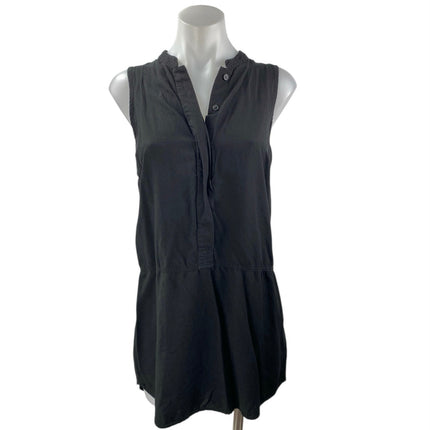 Splendid Women's Black Sleeveless Button Front Shirt Tunic Mini Dress Size S