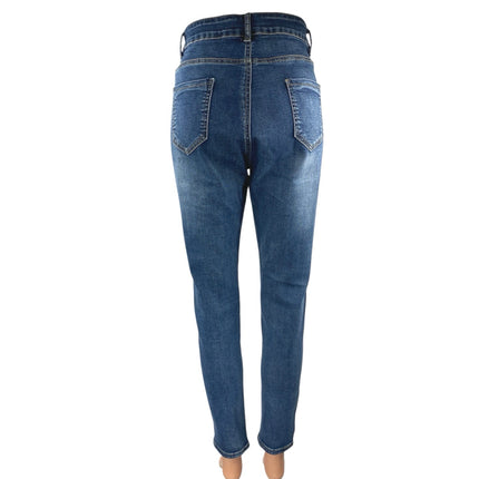 AZ Women's Blue High Waisted Medium Wash Stretch Skinny Denim Jeans Size L