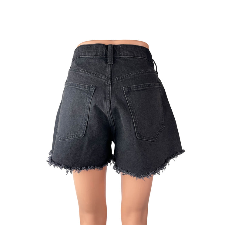 Abercrombie & Fitch The Mom Shore High Rise Black Cutoff Denim Jean Shorts 12