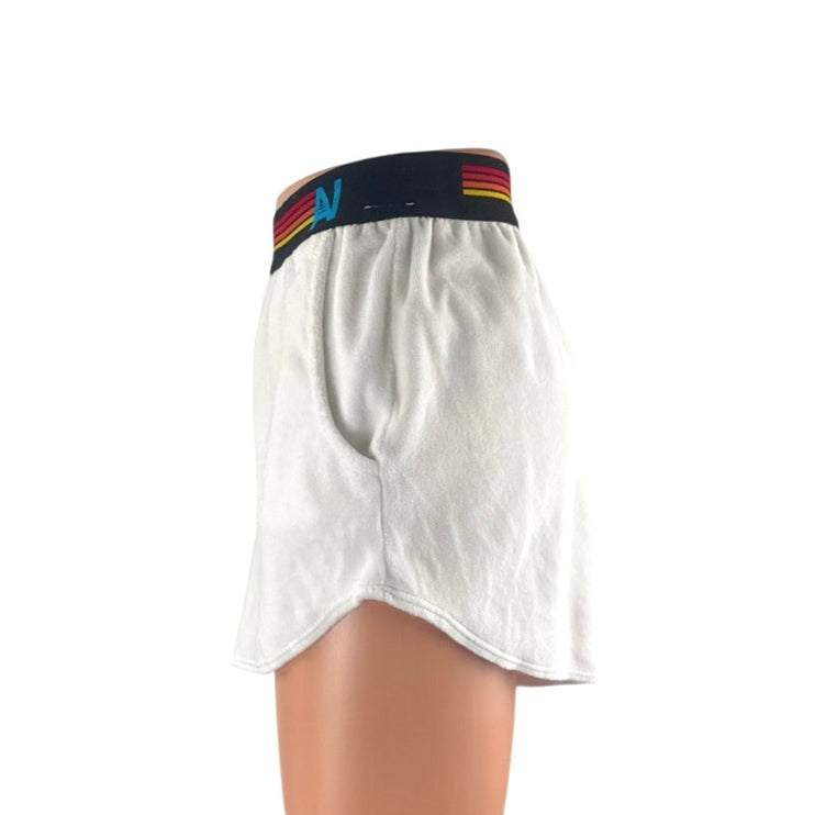Aviator Nation Women's White Stripe Elastic Waist Jogger Lounge Shorts Size S