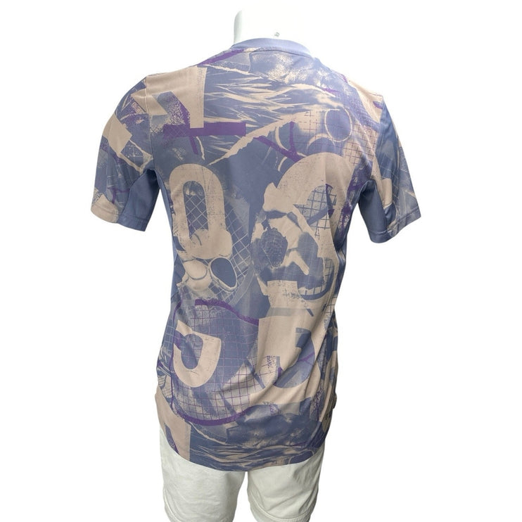 Adidas Club Tennis Men's Purple Beige Graphic Short Sleeve T Shirt Tee Top Sz S