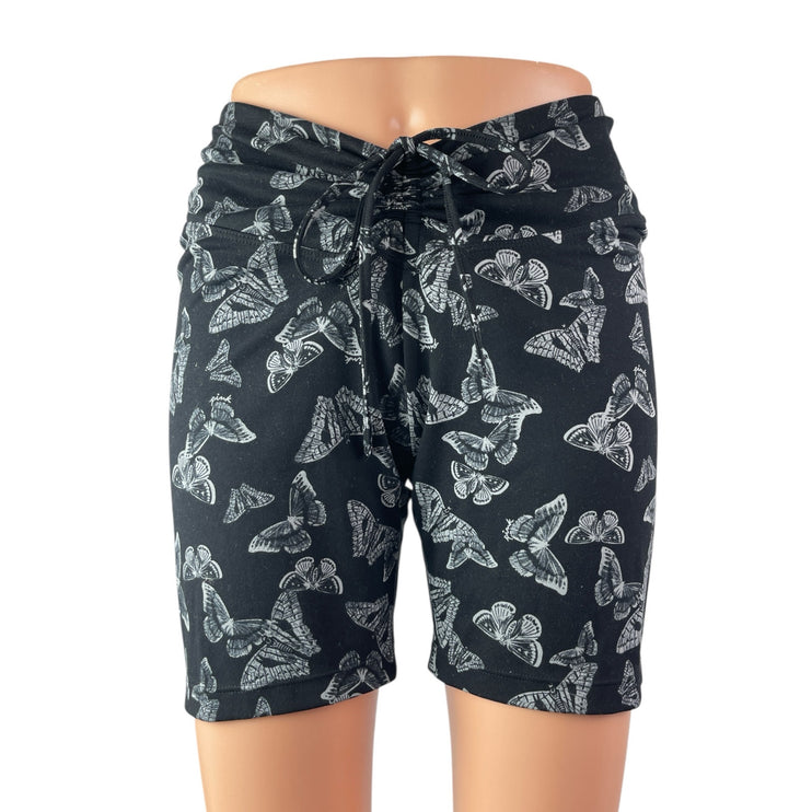 Victoria Secret Pink Active Black Butterfly Ruched Activewear Biker Shorts Sz M