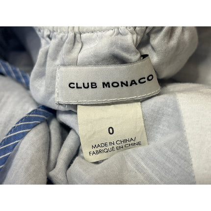 Club Monaco Blue Stripe Sleeveless Tie Waist Open Back Cami Tank Romper Shorts 0