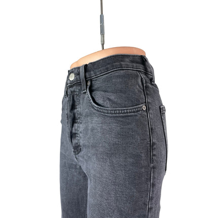 Aritzia Denim Forum Black Frayed Raw Hem High Rise Skinny Denim Jeans Pants 27