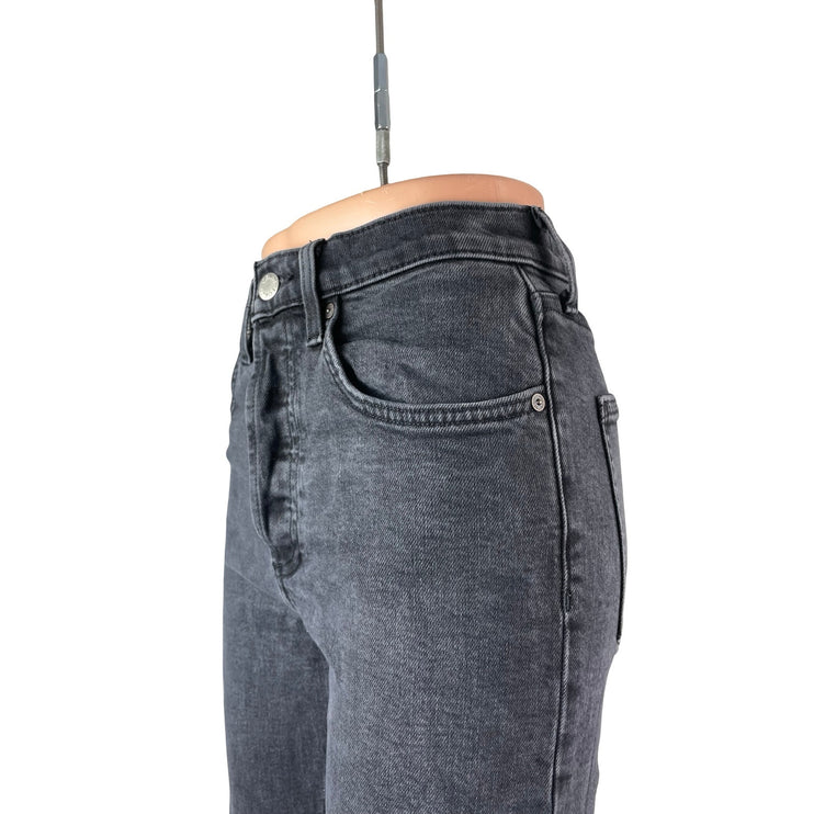 Aritzia Denim Forum Black Frayed Raw Hem High Rise Skinny Denim Jeans Pants 27