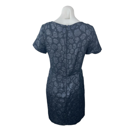 Cos Women's Black Abstract Textured Short Sleeve Mini A-Line Shift Dress Size 8