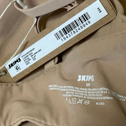 NEW SKIMS Women's Beige Seamless Adjustable Straps Underwire T-shirt Bra Sz 32D
