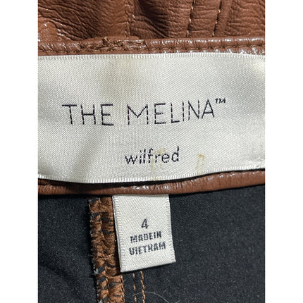 Aritzia Wilfred The Melina Brown Faux Leather High Rise Straight Trouser Pants 4