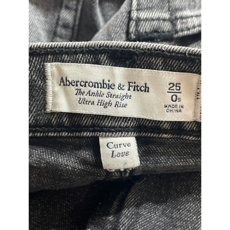 Abercrombie & Fitch The Ankle Straight Ultra High Rise Black Crop Denim Jeans 25