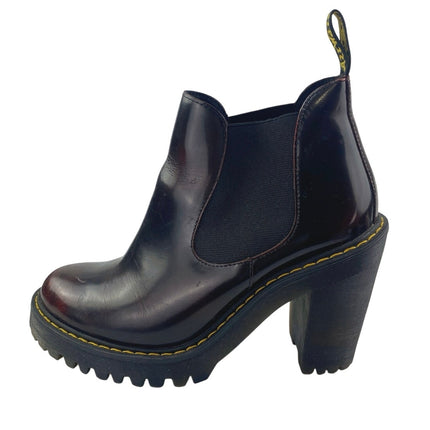 Dr. Martens Husrton Women's Black Red Leather Heeled Platform Chelsea Boots Sz 7