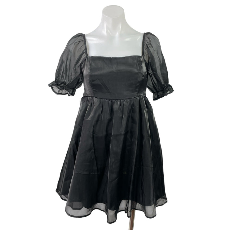 Thirty Thirty Black Short Puff Sleeve Babydoll Fit & Flare Mini Dress Size M