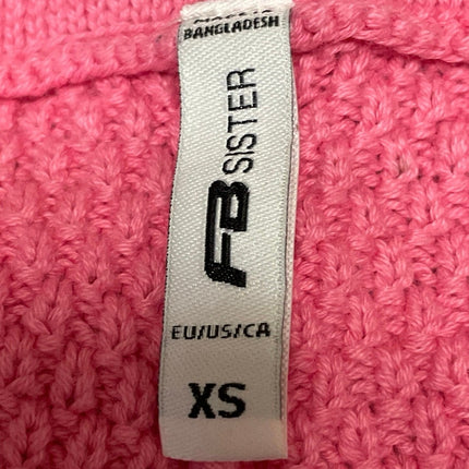 FB Sister Women's Pink Knit Crochet High Waisted Drawstring Mini Shorts Size XS