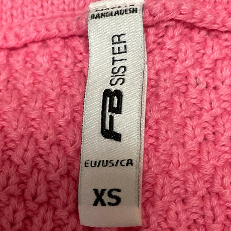 FB Sister Women's Pink Knit Crochet High Waisted Drawstring Mini Shorts Size XS