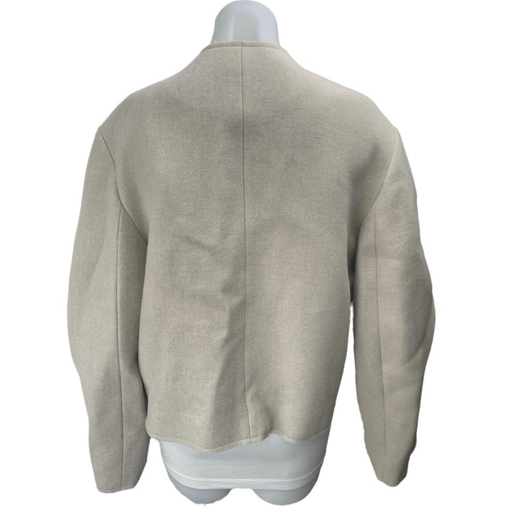 H&M Women's Beige Wool Long Sleeve Wrapover V Neck Sweater Coat Jacket Size S