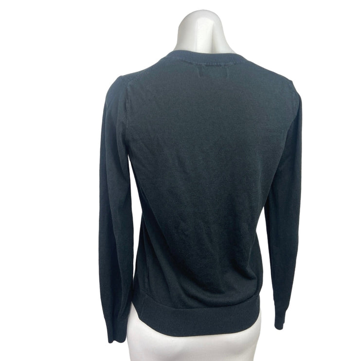 Banana Republic Black Cotton V Neck Long Sleeve Forever Sweater Top Size M