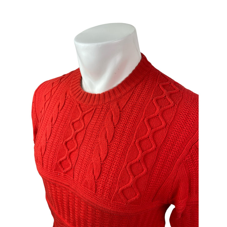 Ted Baker Men's Red Cable Knit Long Sleeve Crew Neck Cozy Sweater Top Size S