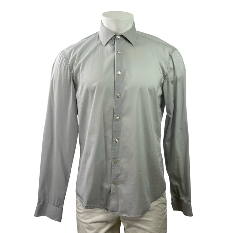 Kenneth Cole Reaction Men's Gray Extra Slim Fit Long Sleeve Button Up Shirt 15.5