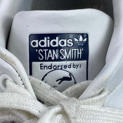 Adidas Stan Smith Mens White Navy Blue Leather Lace Up Low Top Sneakers Size 8.5