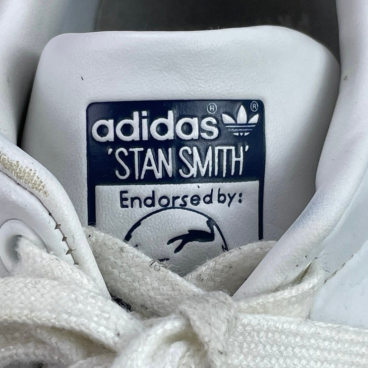 Adidas Stan Smith Mens White Navy Blue Leather Lace Up Low Top Sneakers Size 8.5